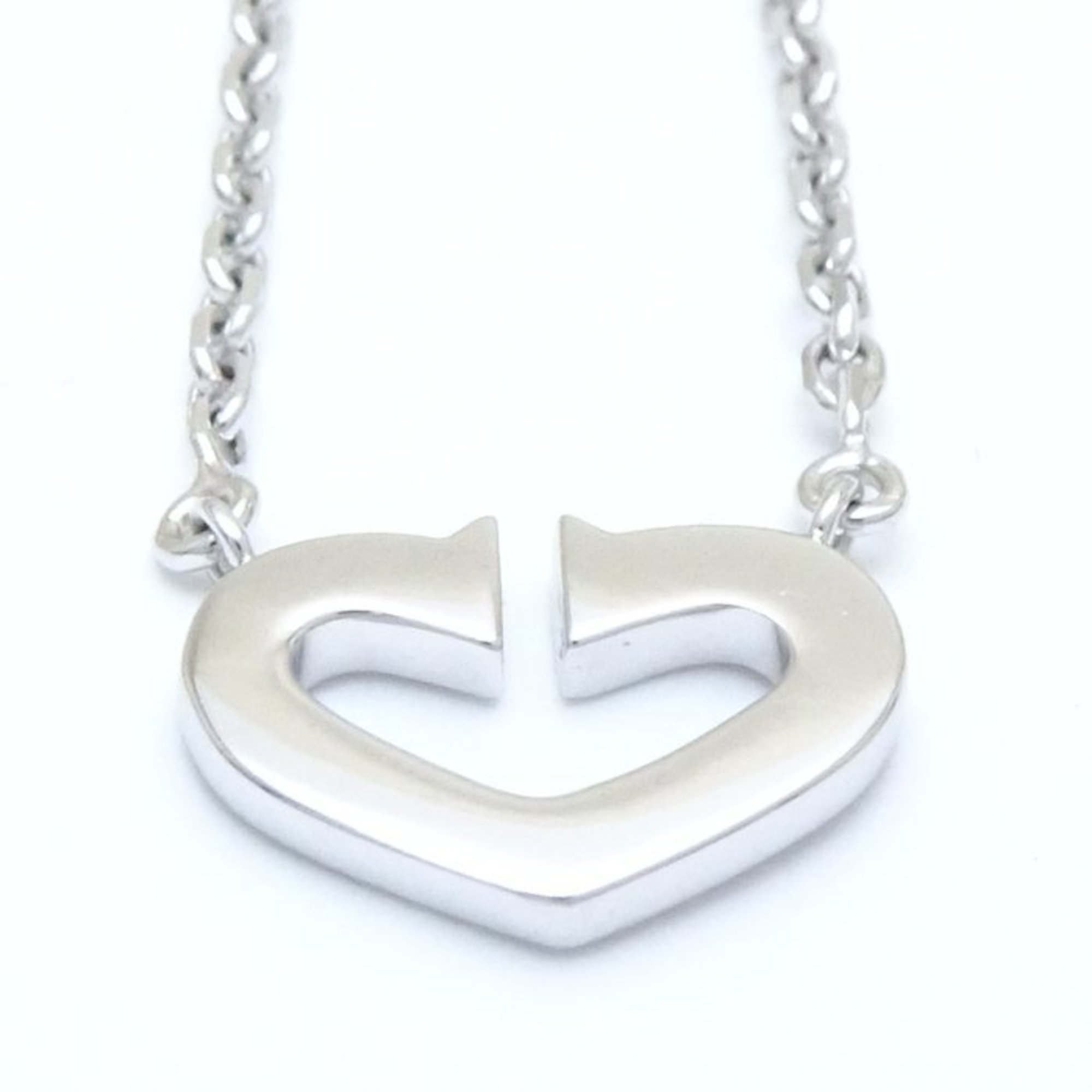 CARTIER C Heart Necklace Diamond K18WG White Gold 292216