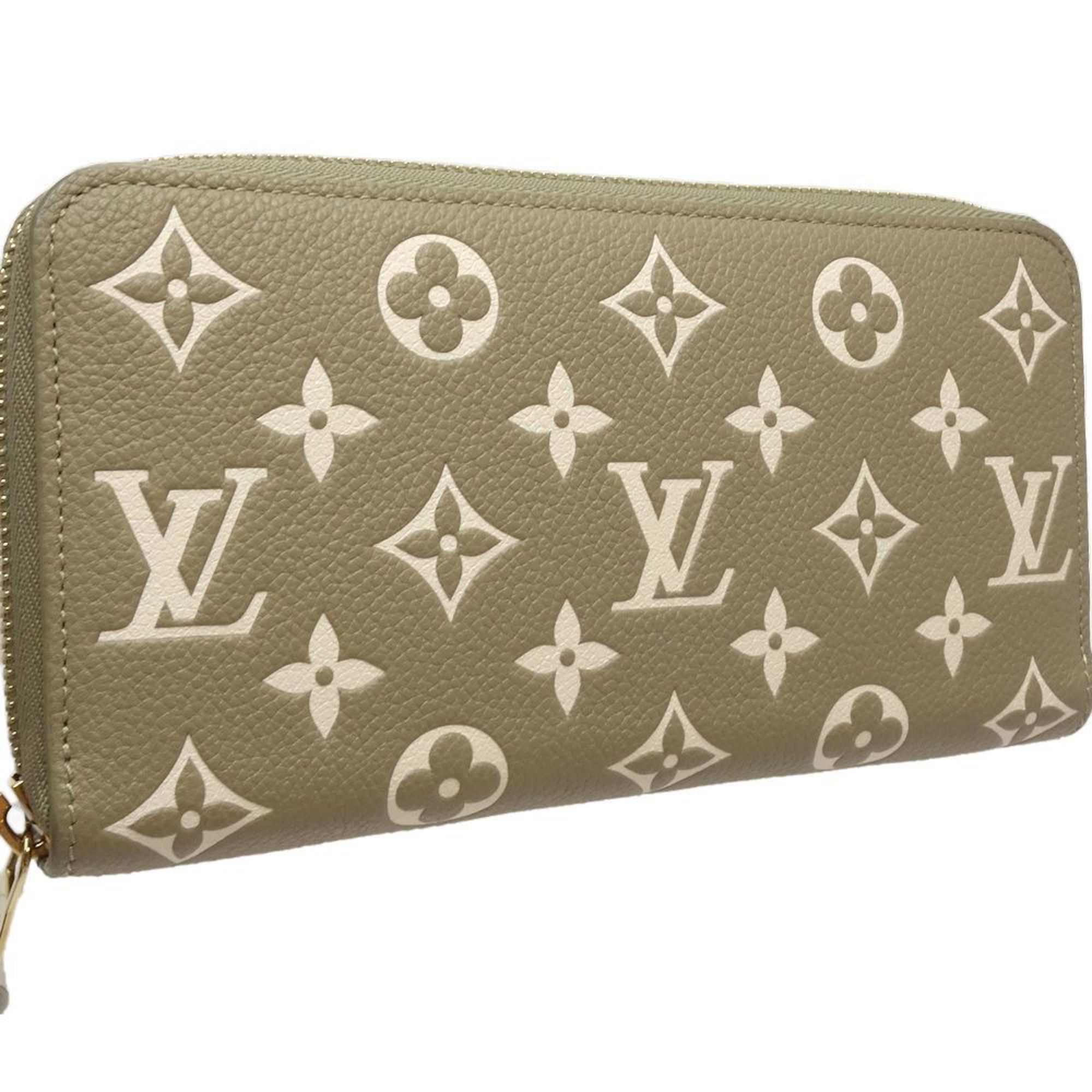 LOUIS VUITTON Louis Vuitton Long Wallet M81280 Zippy Monogram Bicolor Empreinte Khaki Beige 180651