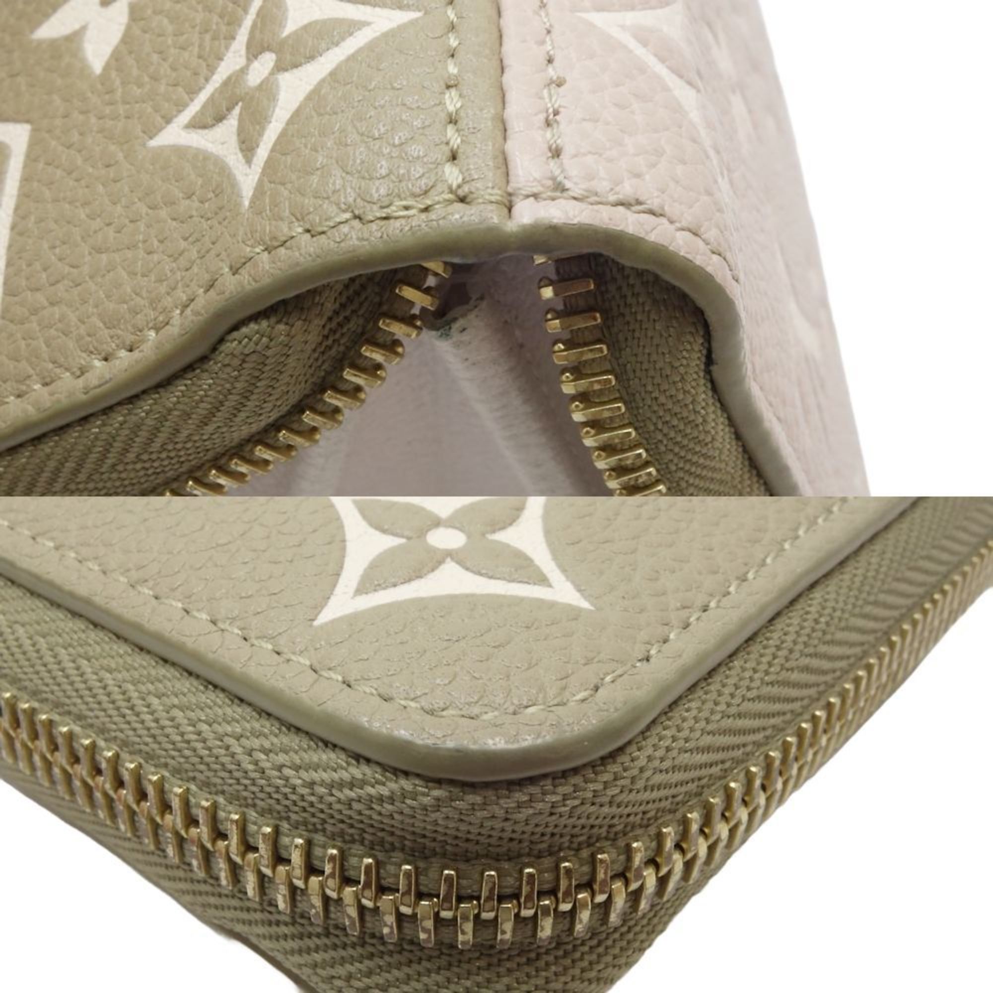 LOUIS VUITTON Louis Vuitton Long Wallet M81280 Zippy Monogram Bicolor Empreinte Khaki Beige 180651