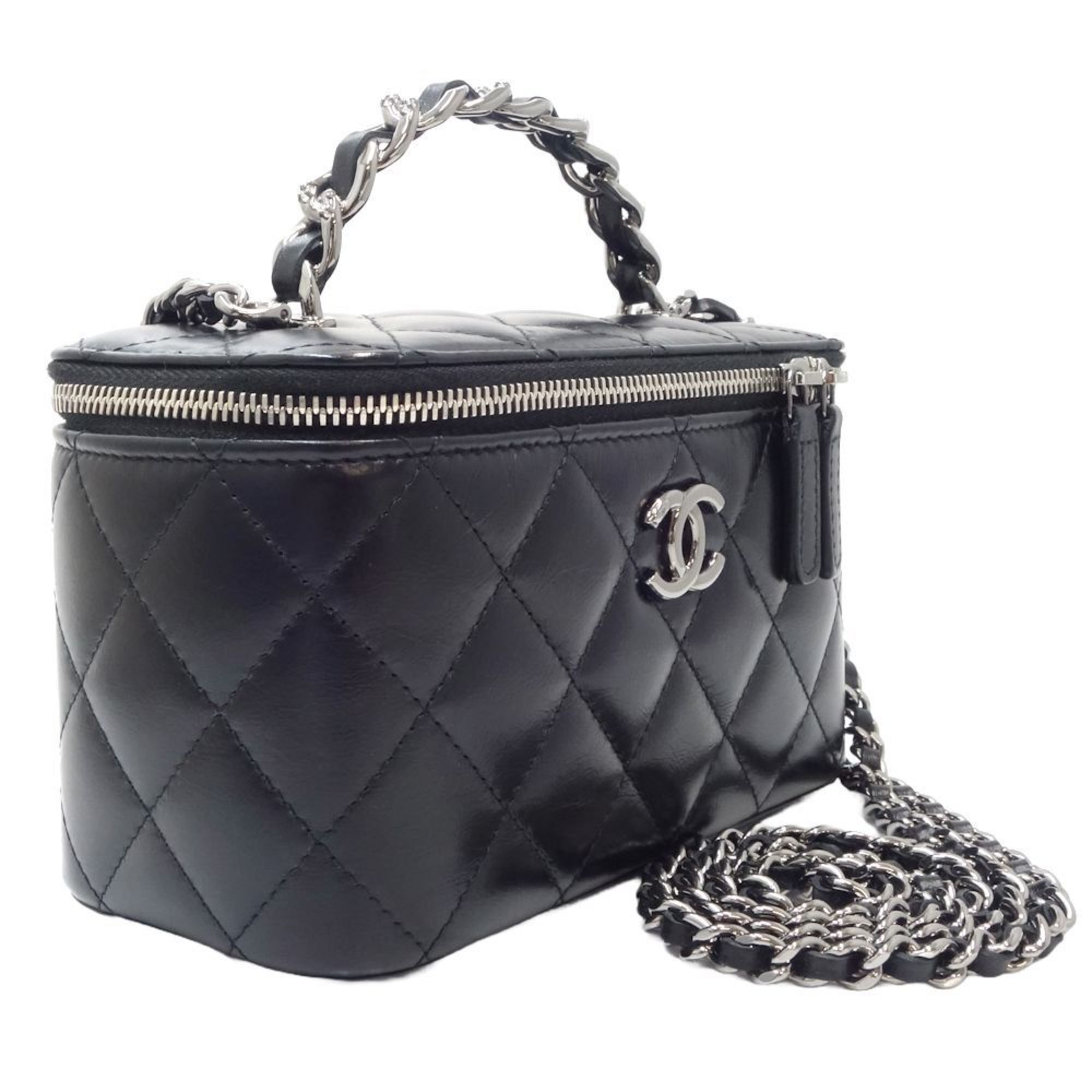 CHANEL Chanel Vanity Matelasse AP3593 Shoulder Bag Lambskin Black 450312