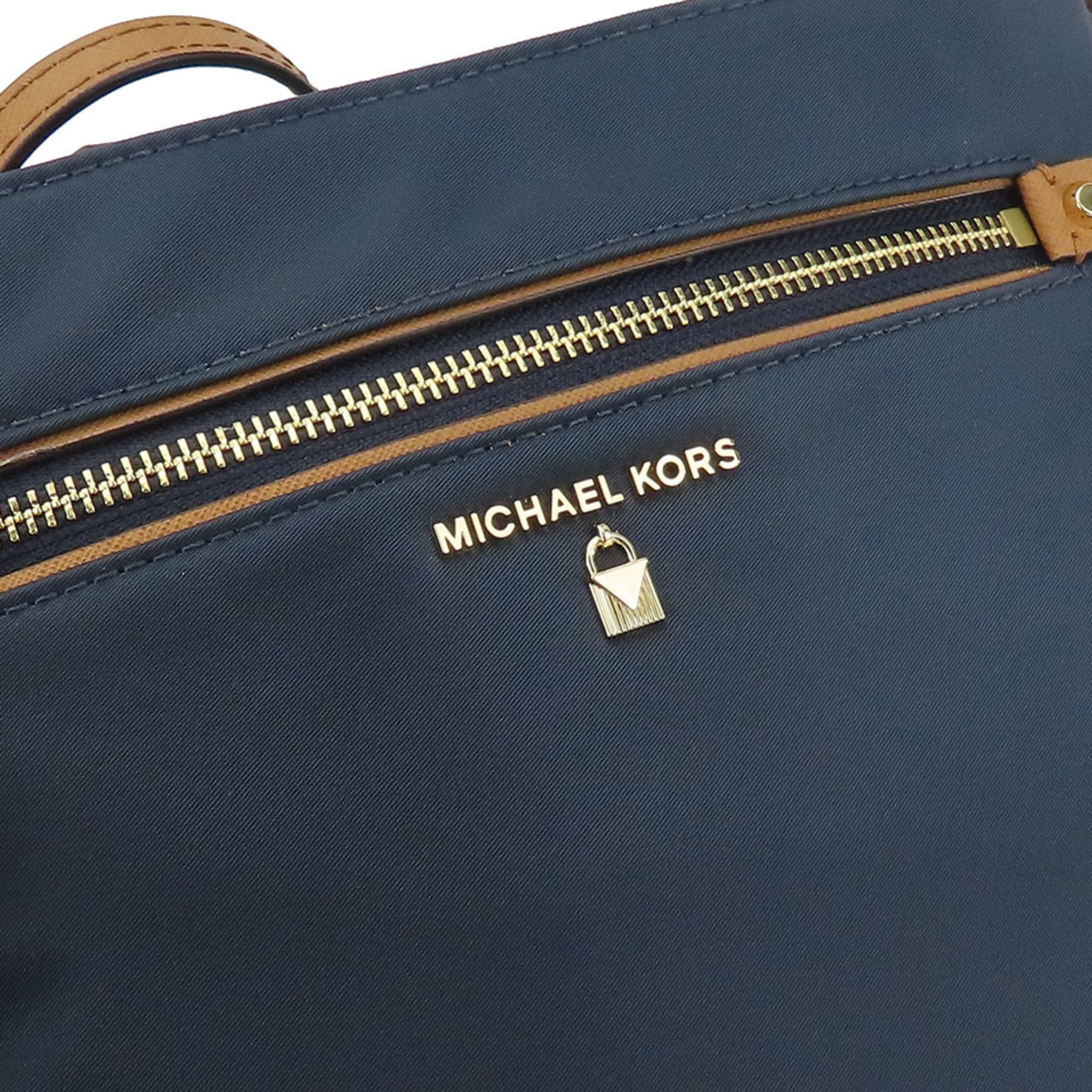 Michael Kors Shoulder Bag 32F7GO2C3C Nylon Leather Navy Brown Women's