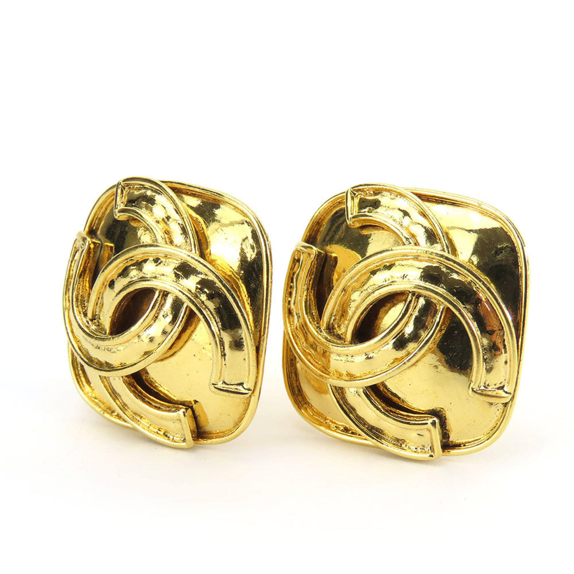 Chanel Earrings Coco Mark Metal Gold Plated Women's CHANEL