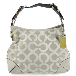 Coach Shoulder Bag 14512 Op Art Canvas Leather Greige Women's COACH