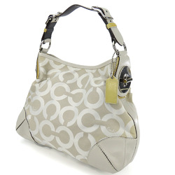 Coach Shoulder Bag 14512 Op Art Canvas Leather Greige Women's COACH