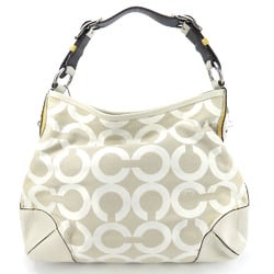 Coach Shoulder Bag 14512 Op Art Canvas Leather Greige Women's COACH