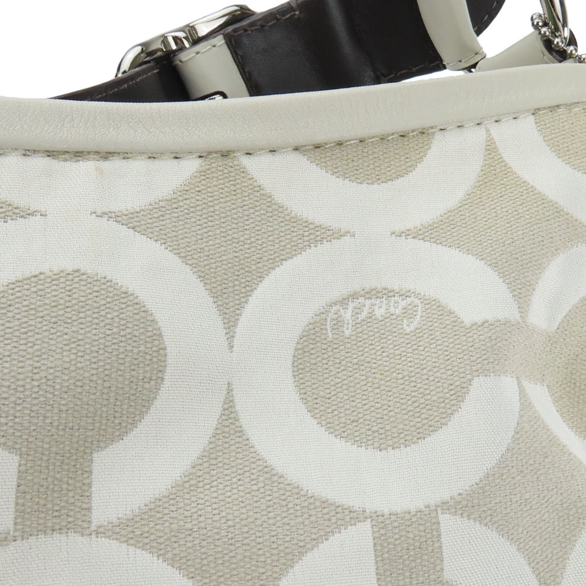 Coach Shoulder Bag 14512 Op Art Canvas Leather Greige Women's COACH