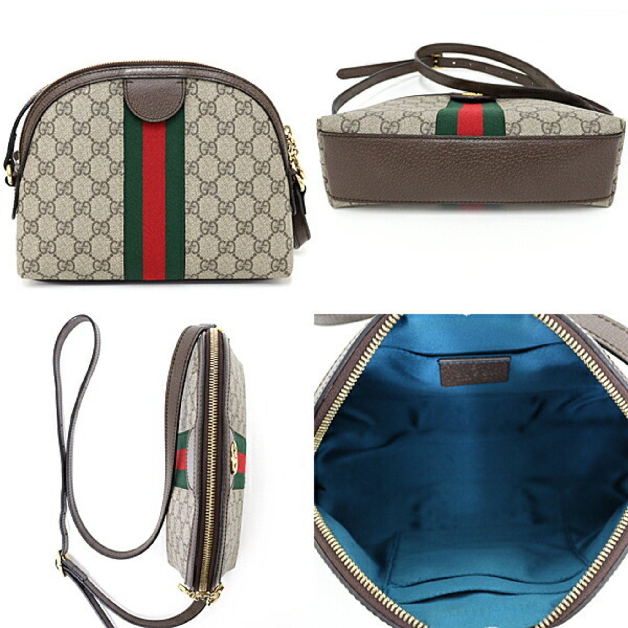 GUCCI Ophidia GG Shoulder Bag Supreme Canvas 499621 Beige/Ebony Green/Red