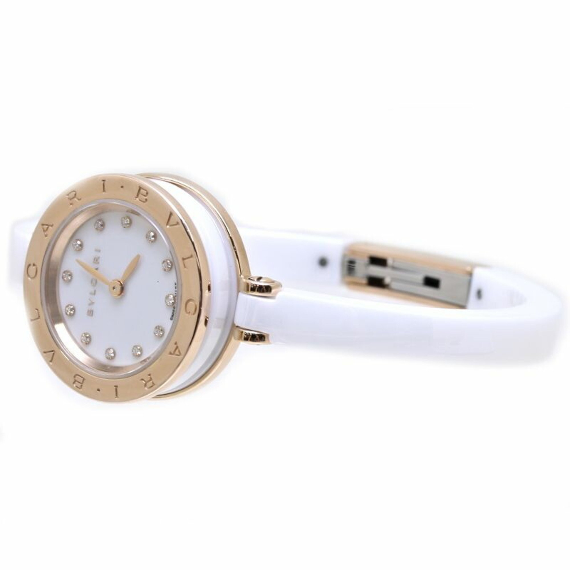 BVLGARI B.zero1 S size 12P diamond BZ23WSGCC 12 BZP23SGC White ceramic xK18PG Pink gold Ladies 39540 Watch