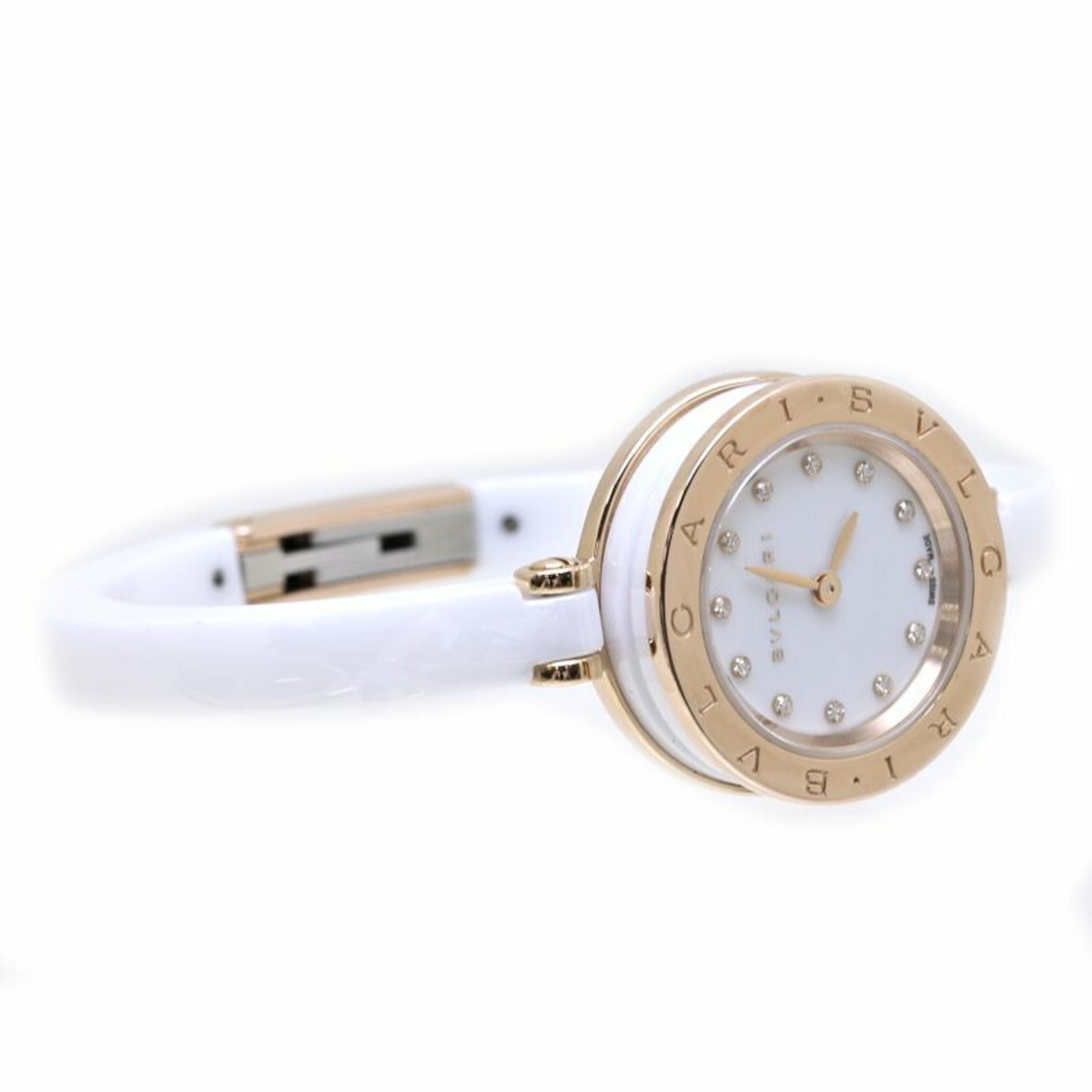 BVLGARI B.zero1 S size 12P diamond BZ23WSGCC 12 BZP23SGC White ceramic xK18PG Pink gold Ladies 39540 Watch