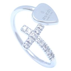 GUCCI Heart Cross Ring Diamond #9 K18WG White Gold 292230