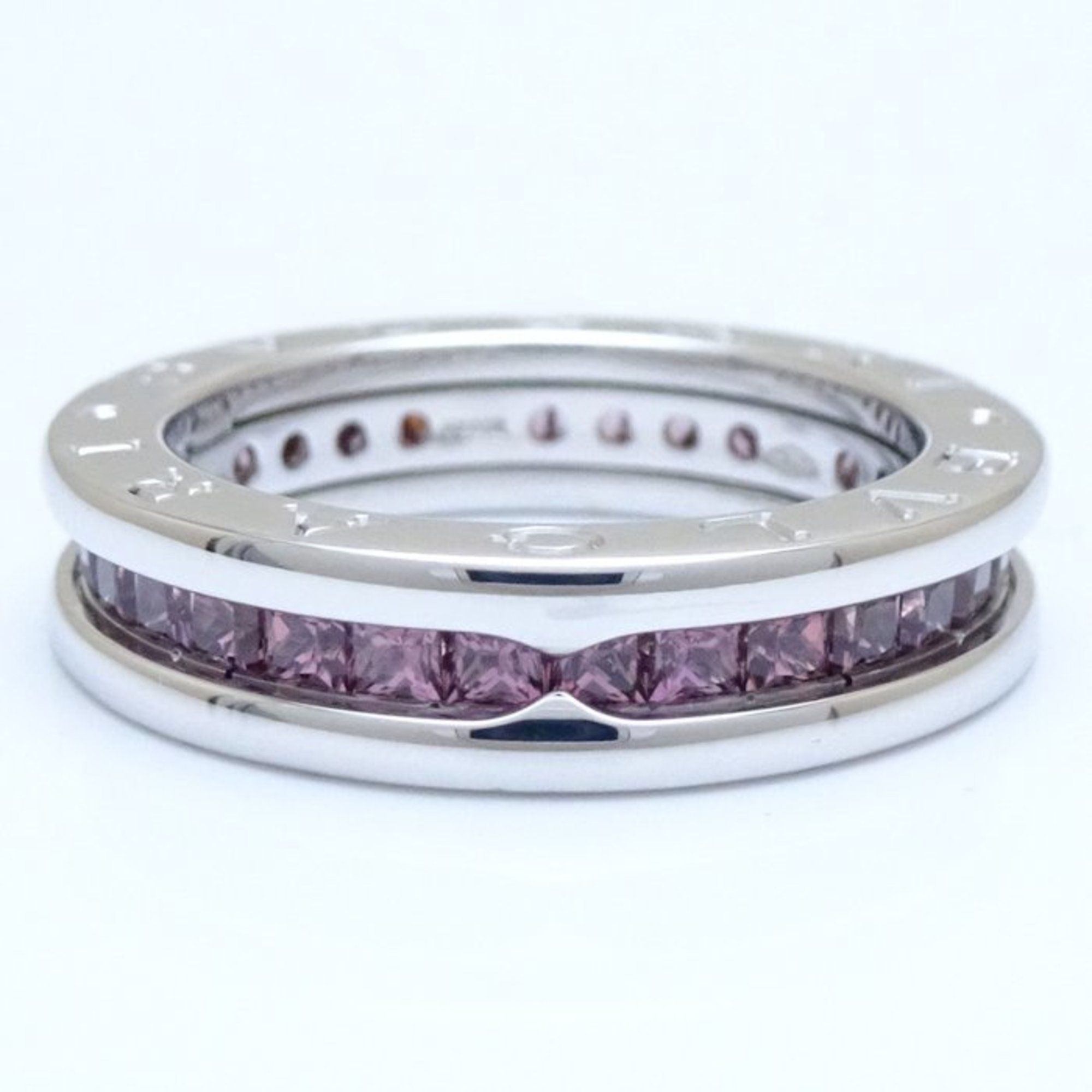 BVLGARI B.zero1 Ring, Rhodolite Garnet, 1 Band, XS #53, B.zero1, K18WG, White Gold, 292195