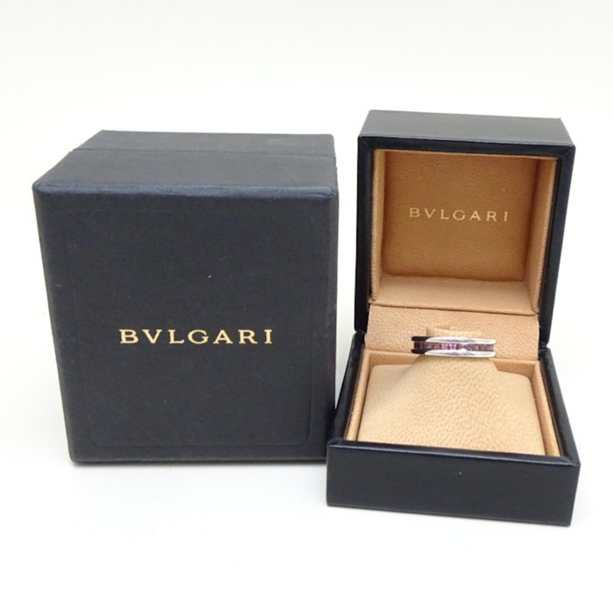 BVLGARI B.zero1 Ring, Rhodolite Garnet, 1 Band, XS #53, B.zero1, K18WG, White Gold, 292195