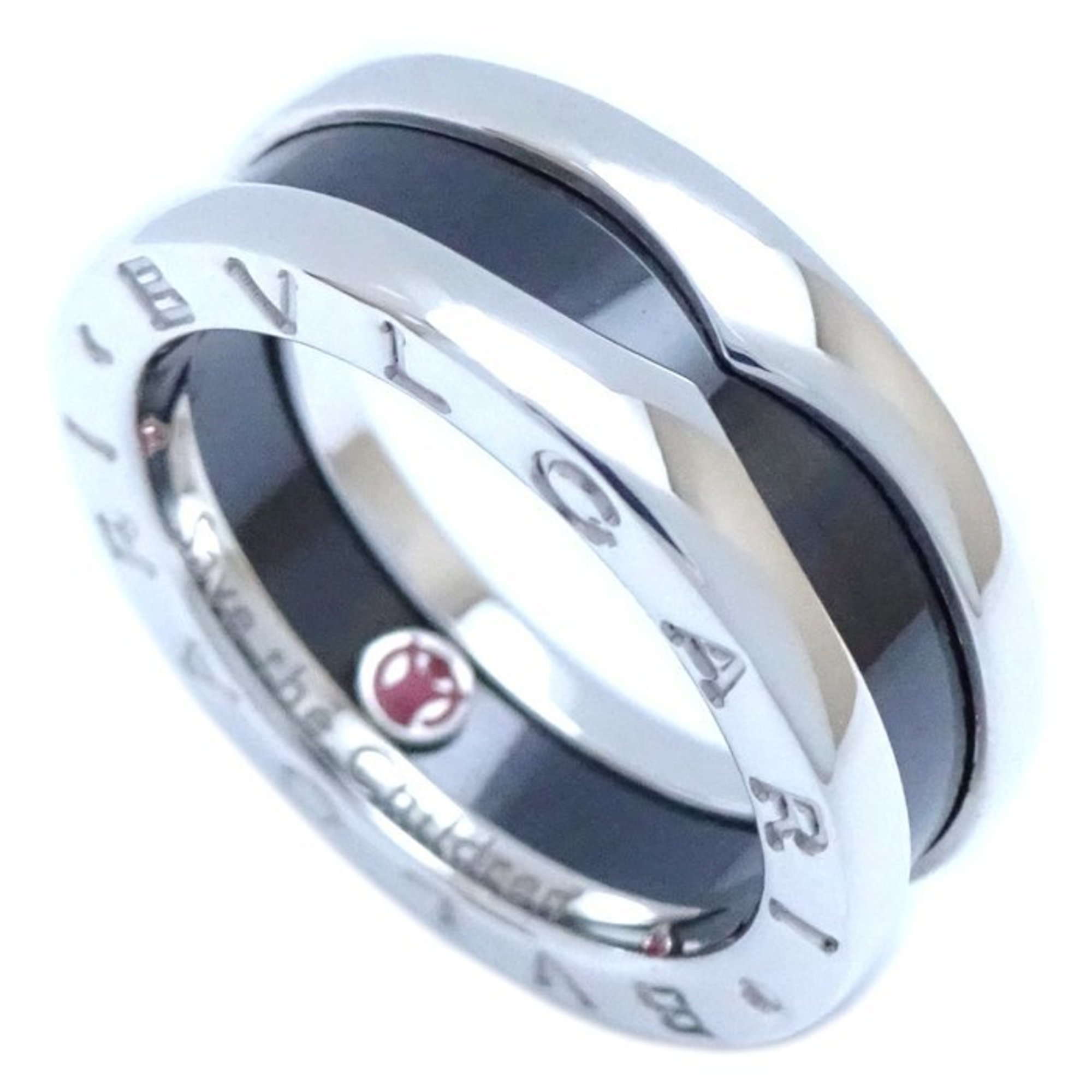 BVLGARI Save the Children B.zero1 Ring 1 Band XS #50 Silver 925 x Black Ceramic 292192