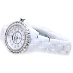 CHANEL J12 8P Diamond Bezel H2572 White Ceramic x Stainless Steel Ladies 39537 Watch