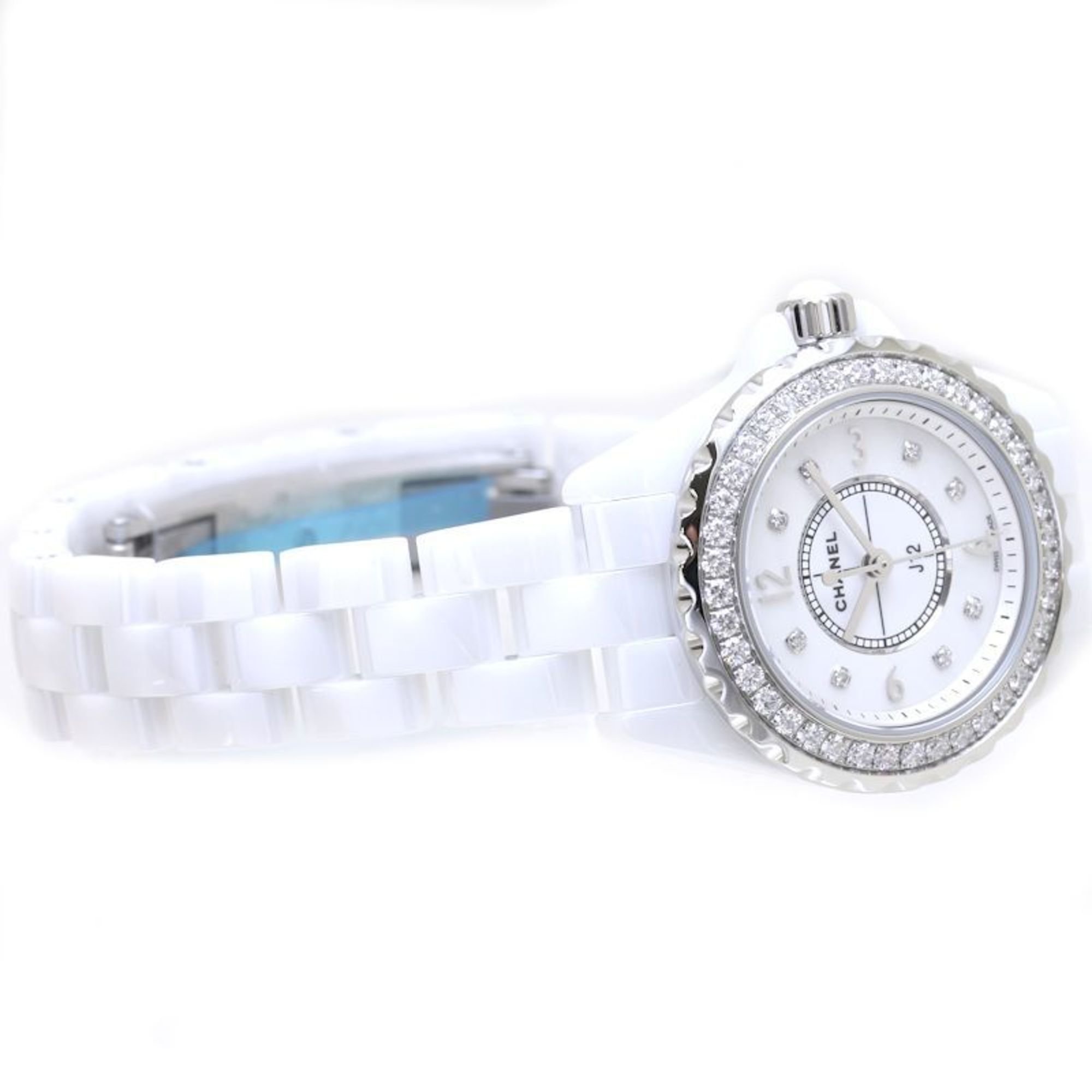 CHANEL J12 8P Diamond Bezel H2572 White Ceramic x Stainless Steel Ladies 39537 Watch