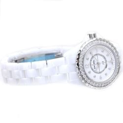 CHANEL J12 8P Diamond Bezel H2572 White Ceramic x Stainless Steel Ladies 39537 Watch