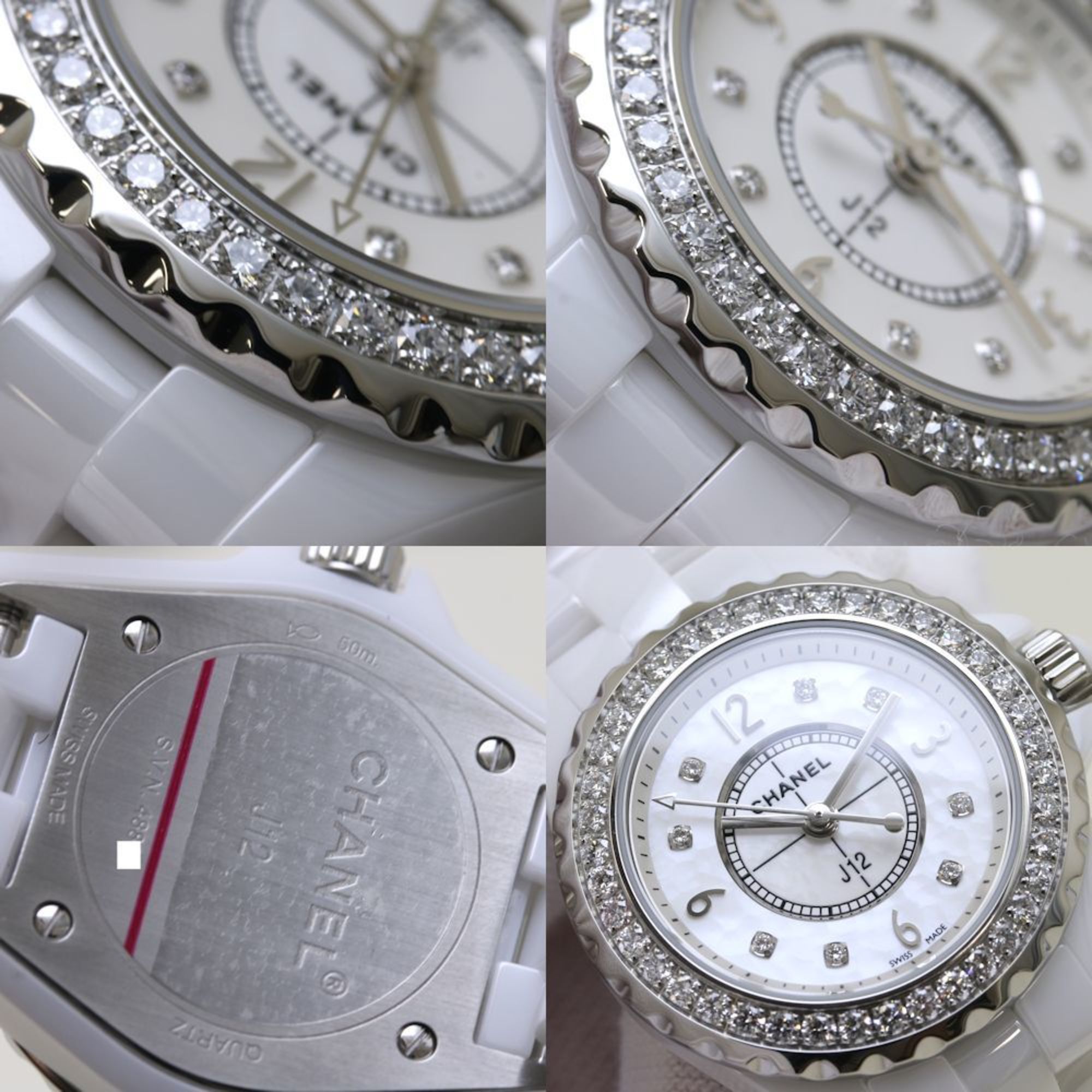 CHANEL J12 8P Diamond Bezel H2572 White Ceramic x Stainless Steel Ladies 39537 Watch