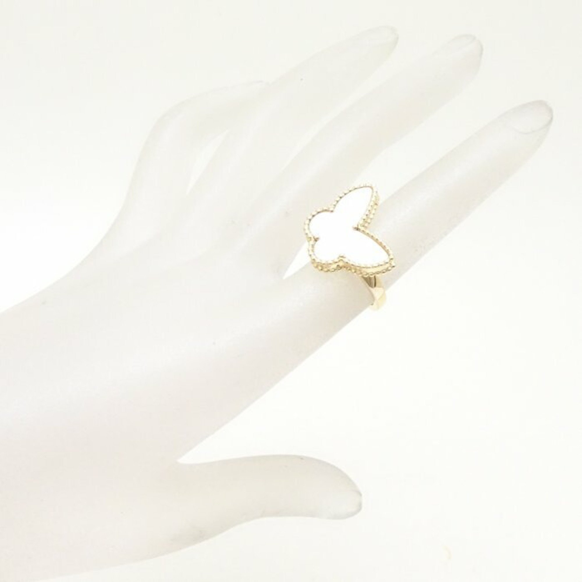 Van Cleef & Arpels Lucky Alhambra Ring, Papillon Mother of Pearl, #49, 18K Yellow Gold, 292233