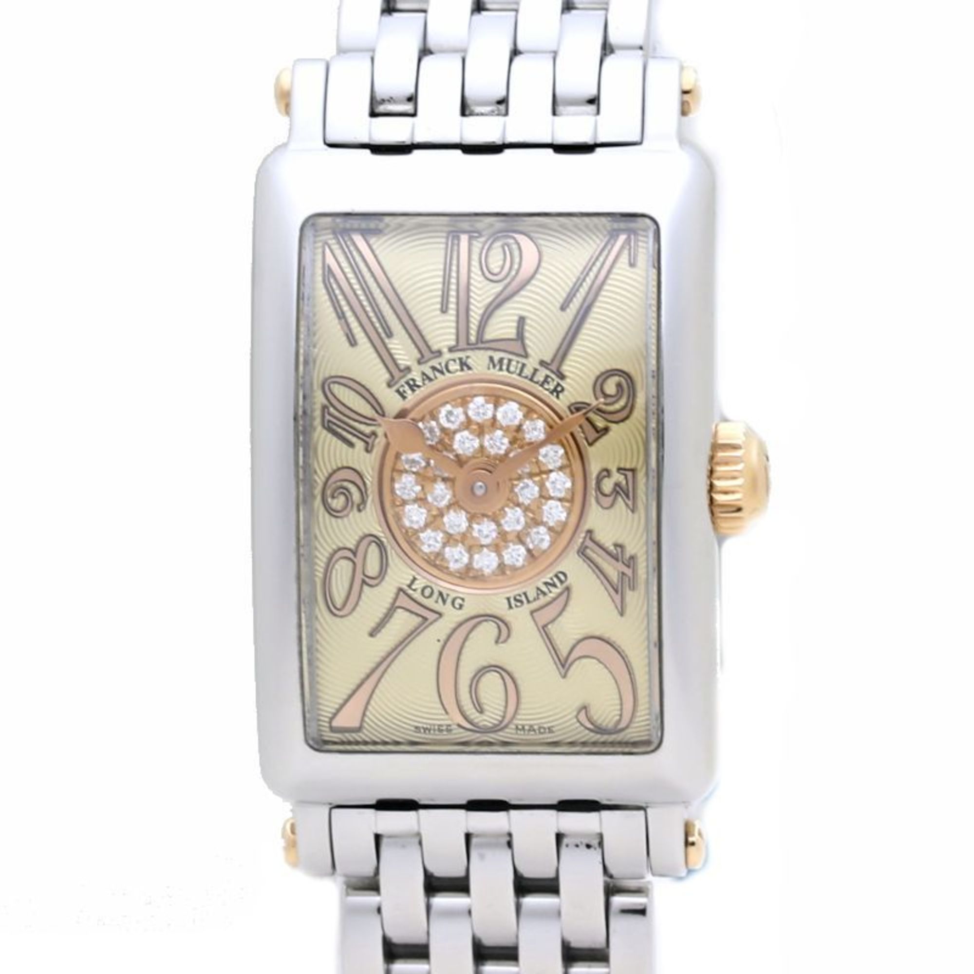 FRANCK MULLER 802 REL CD 1P CP STG Long Island Petite Pastille Stainless Steel xK18PG Pink Gold Ladies 39538 Watch