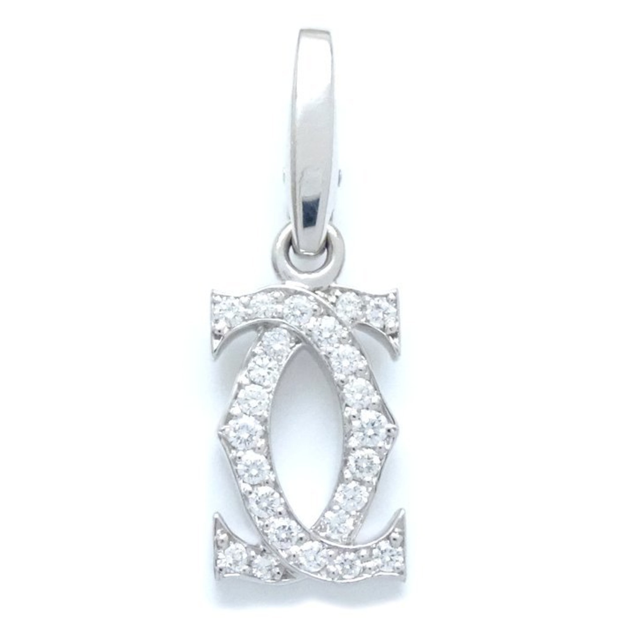 CARTIER 2C Charm Diamond Pendant Top K18WG White Gold 292222