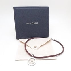 BVLGARI Tondo Sun Leather Choker Necklace Diamond K18YG Yellow Gold x Stainless Steel 292199