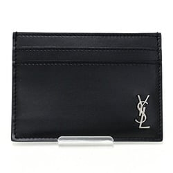 Saint Laurent Tiny Cassandra Card Case Matte Leather Metal 607603 Black