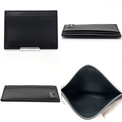 Saint Laurent Tiny Cassandra Card Case Matte Leather Metal 607603 Black