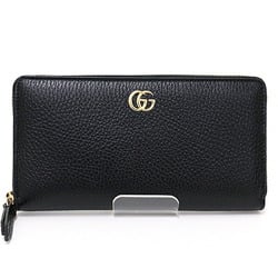 GUCCI Double G Leather Zip Around Wallet Round Long 456117 Black