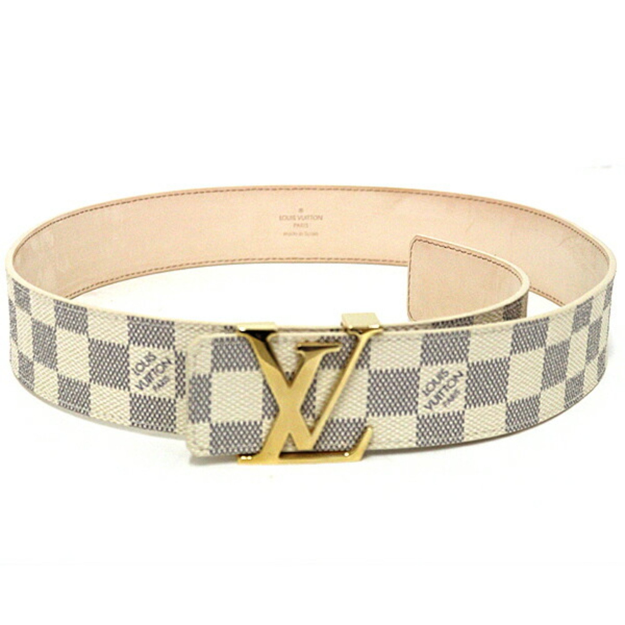 Louis Vuitton LOUIS VUITTON Belt Initial Damier Azur Canvas M9609 White