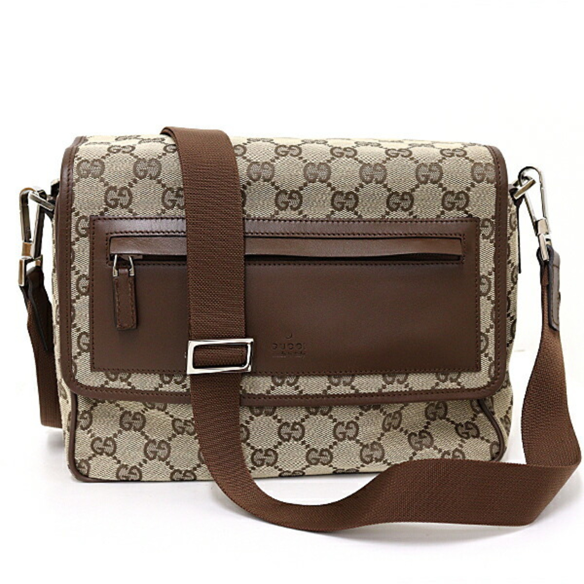 GUCCI Shoulder Bag Crossbody GG Canvas Leather 28562 Brown Beige