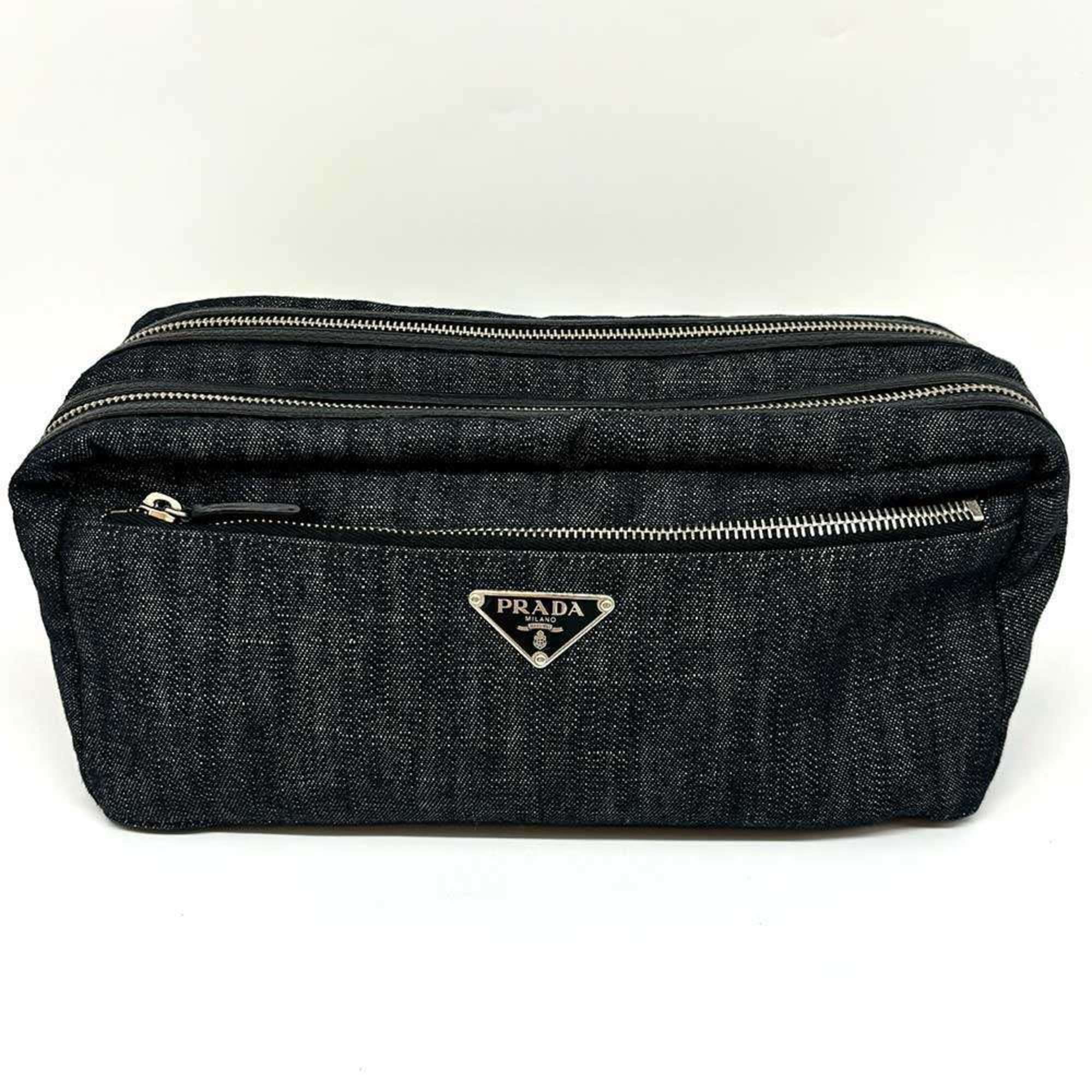 Prada Toilette Pouch Double Denim Black PRADA