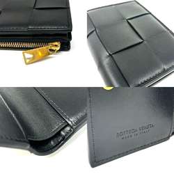 Bottega Veneta Compact Wallet Maxi Intrecciato Leather Black Bi-fold 742698 BOTTEGA VENETA