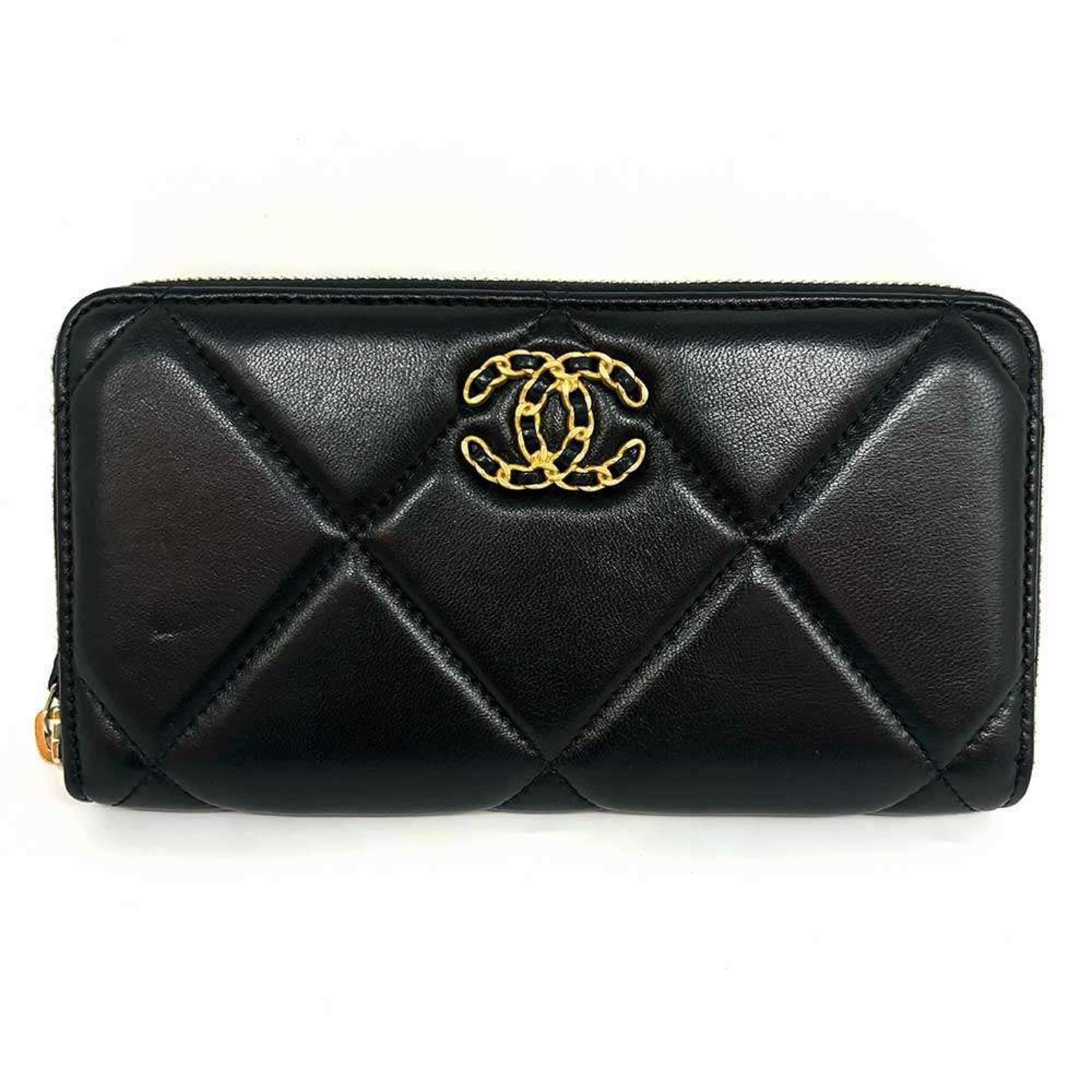 Chanel Matelasse Round Long Wallet 19 AP1063 Black CHANEL