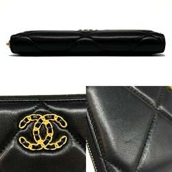 Chanel Matelasse Round Long Wallet 19 AP1063 Black CHANEL