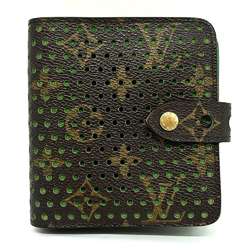 Louis Vuitton Compact Zip Monogram Perforated Bi-fold Wallet Green M95218 LOUIS VUITTON