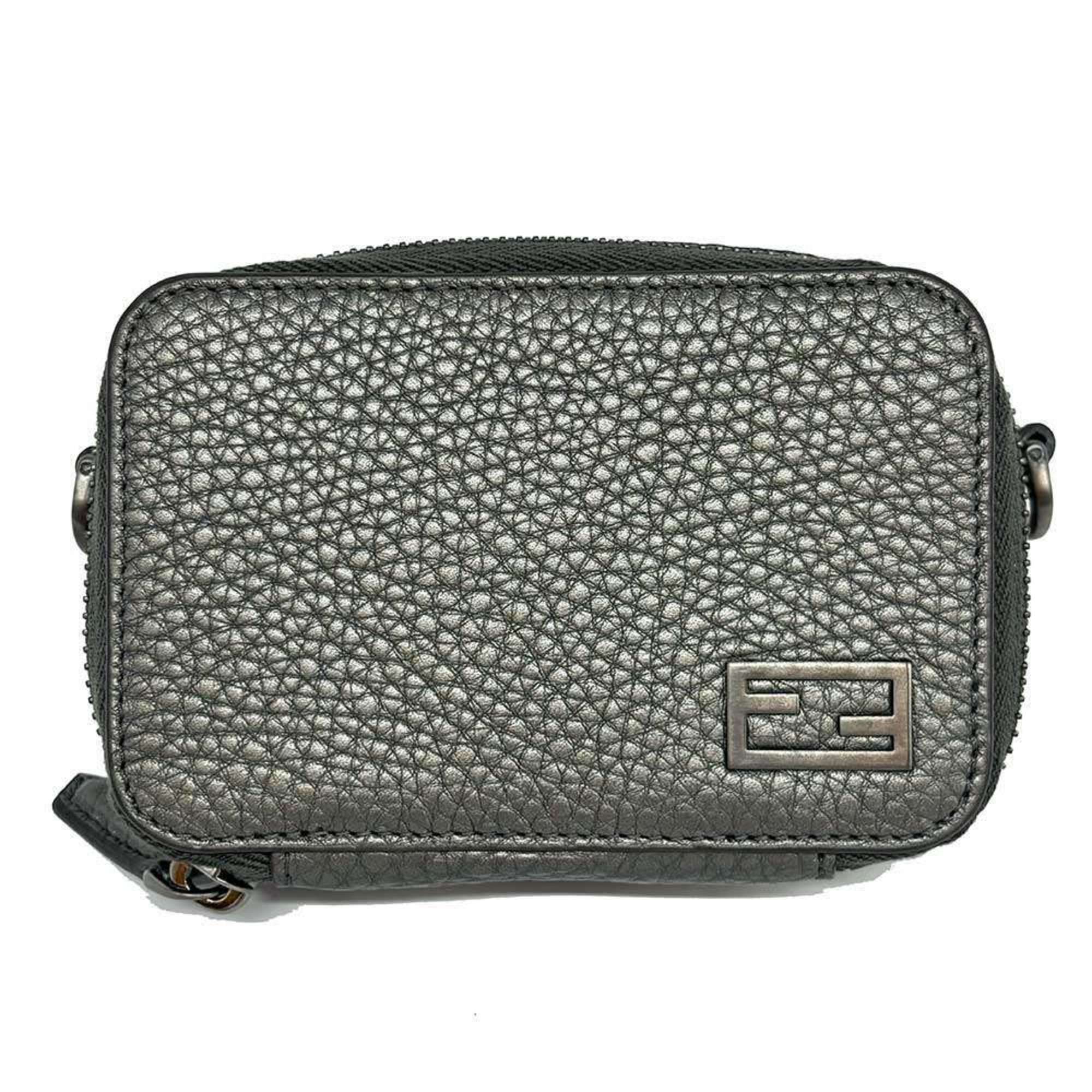 FENDI Shoulder Crossbody Bag Metallic Grey 7M0344