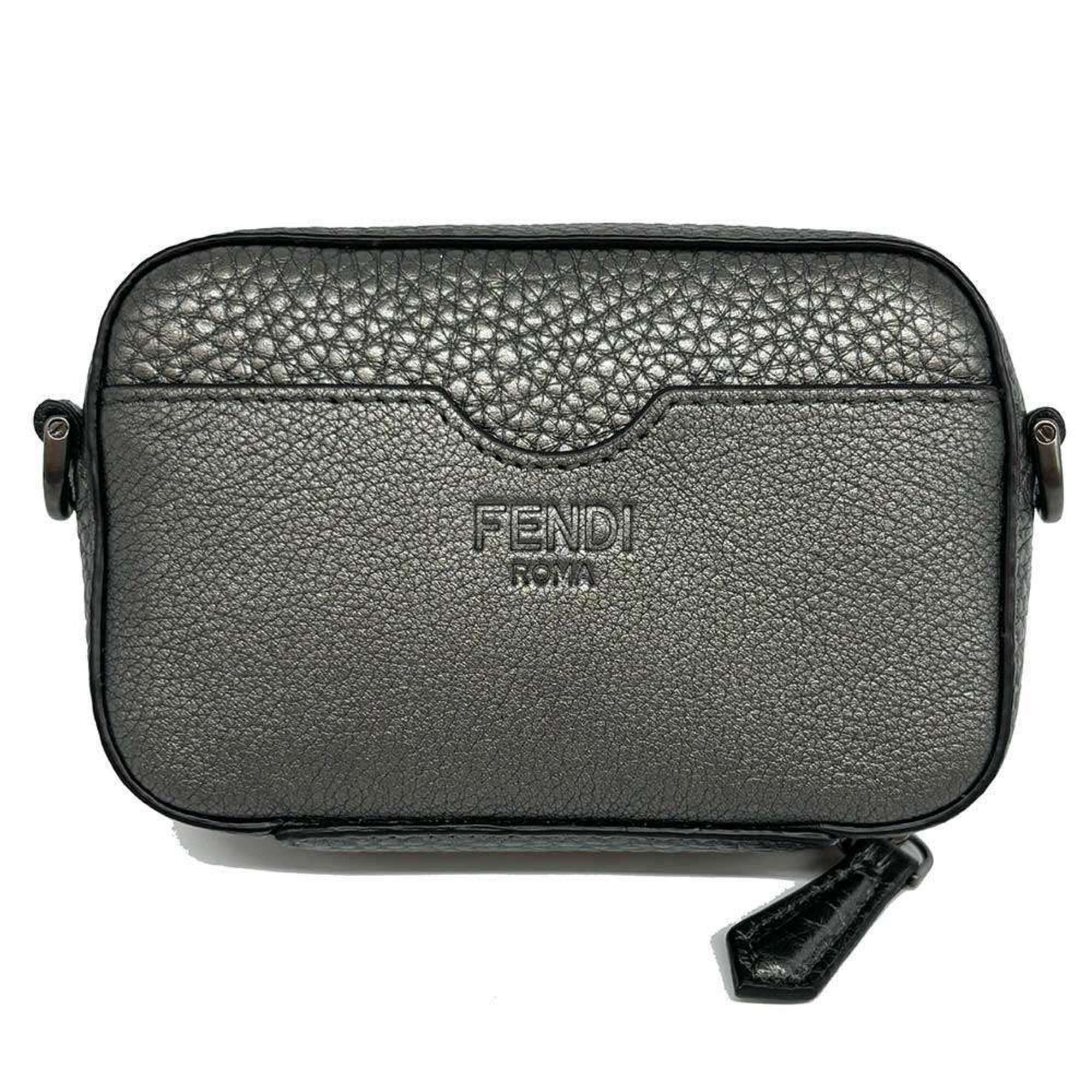 FENDI Shoulder Crossbody Bag Metallic Grey 7M0344