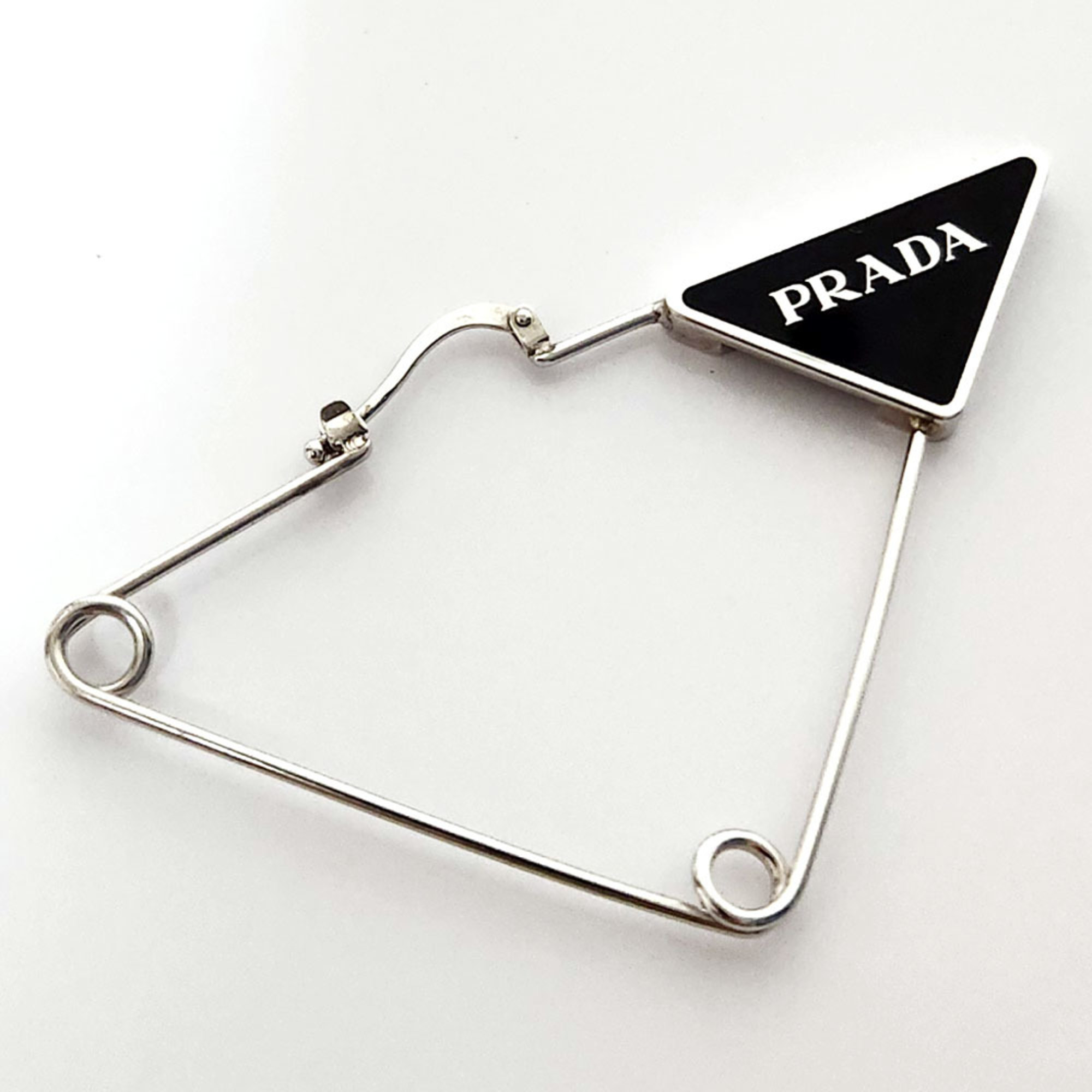 PRADA Earrings for one ear, silver, black, 925 stamp (Sterling Silver 925), earrings women, ear