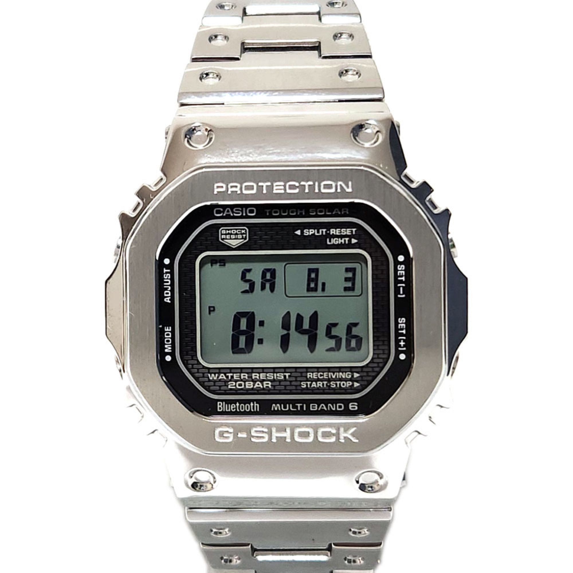 Casio G SHOCK 3459 GMW B500 Silver Stainless Steel Watch G Shock Full Metal Solar Radio Men s eLADY Globazone