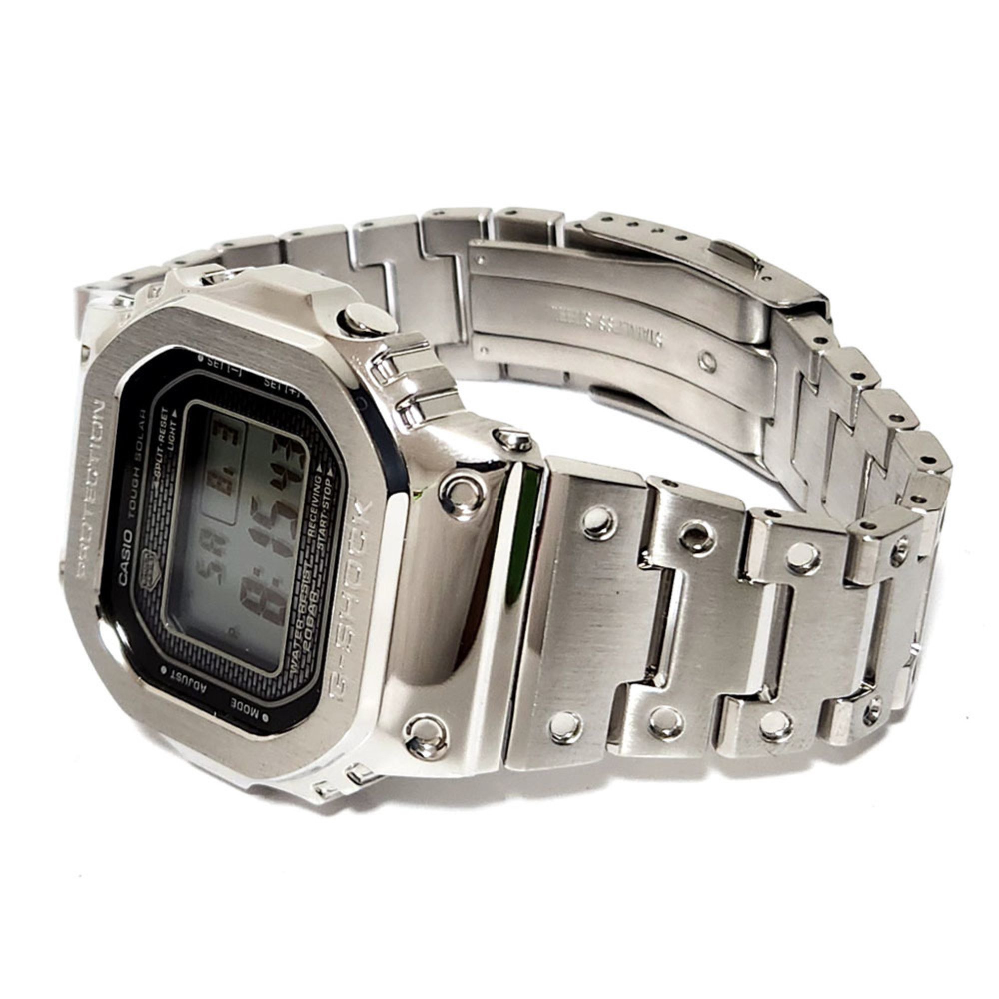 Casio G-SHOCK 3459 GMW-B500 Silver Stainless Steel Watch G-Shock Full Metal Solar Radio Men's