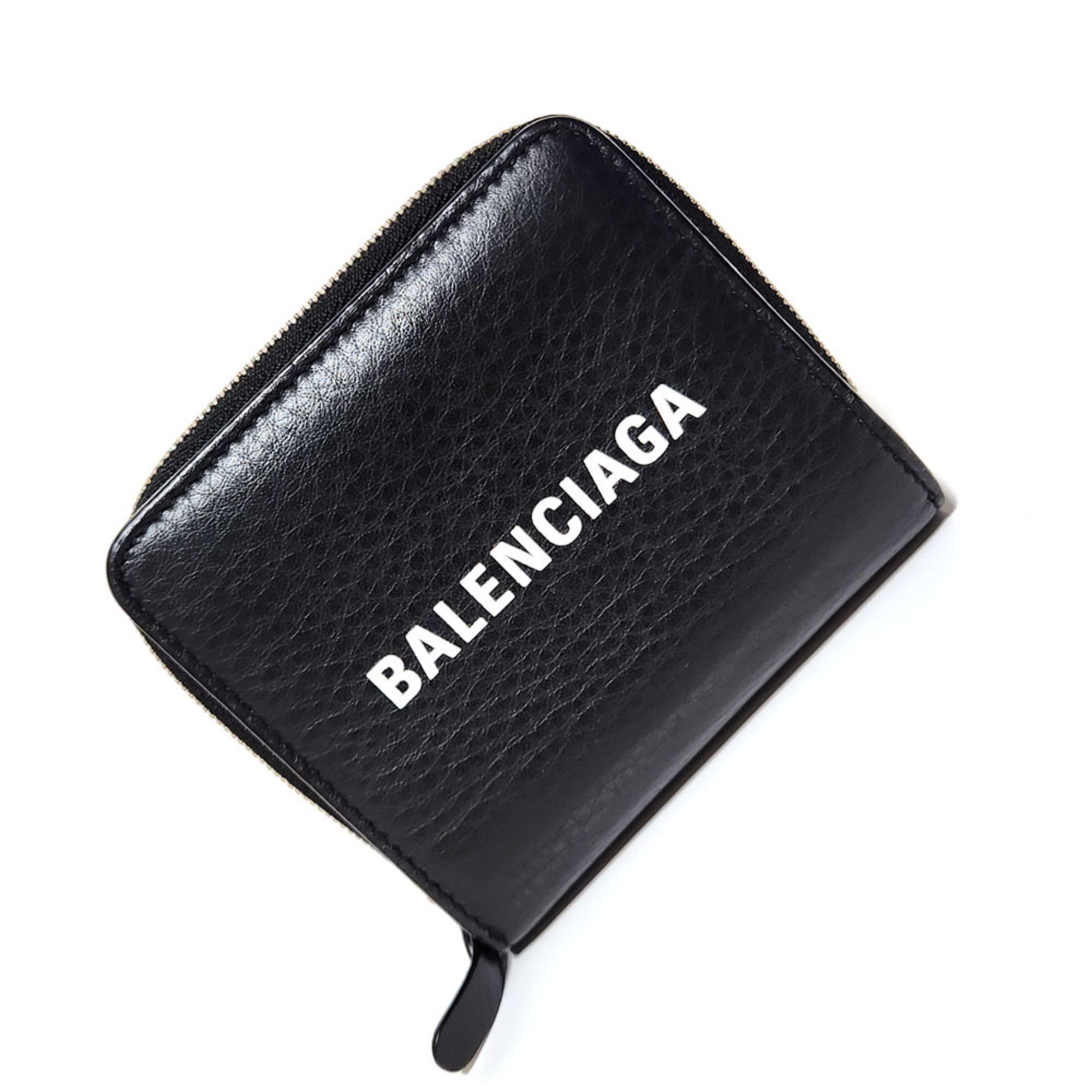 Balenciaga BALENCIAGA Everyday Compact Wallet 490618 Black Leather Folding Men Women