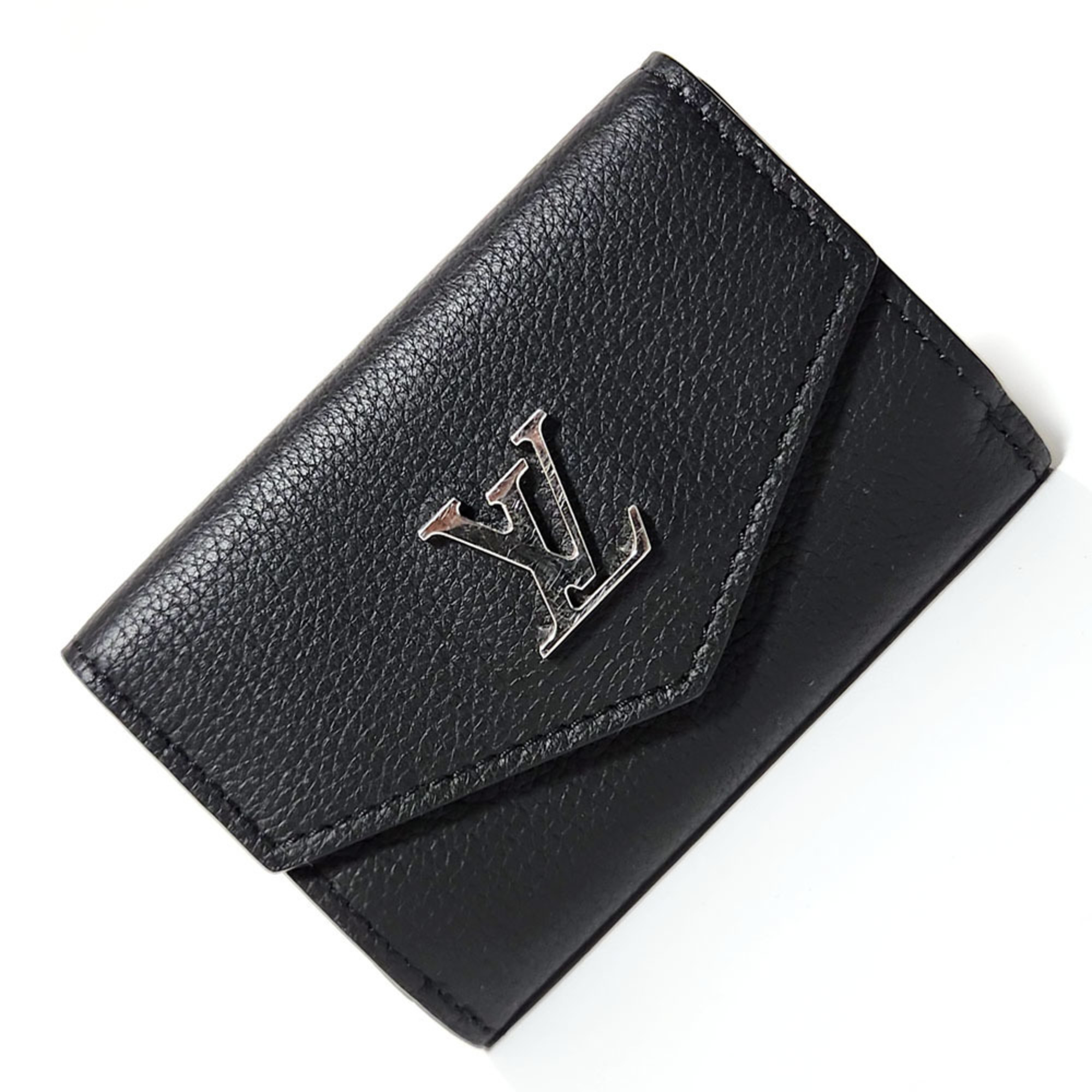 Louis Vuitton LOUISVUITTON Portefeuille Lock Tri-fold Wallet M63921 Noir Leather Compact Women's