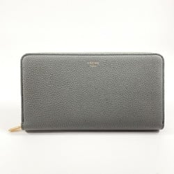 CELINE Large Zipped Multi-Function Round 105003 Long Wallet Leather Grey Women's