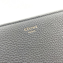 CELINE Large Zipped Multi-Function Round 105003 Long Wallet Leather Grey Women's