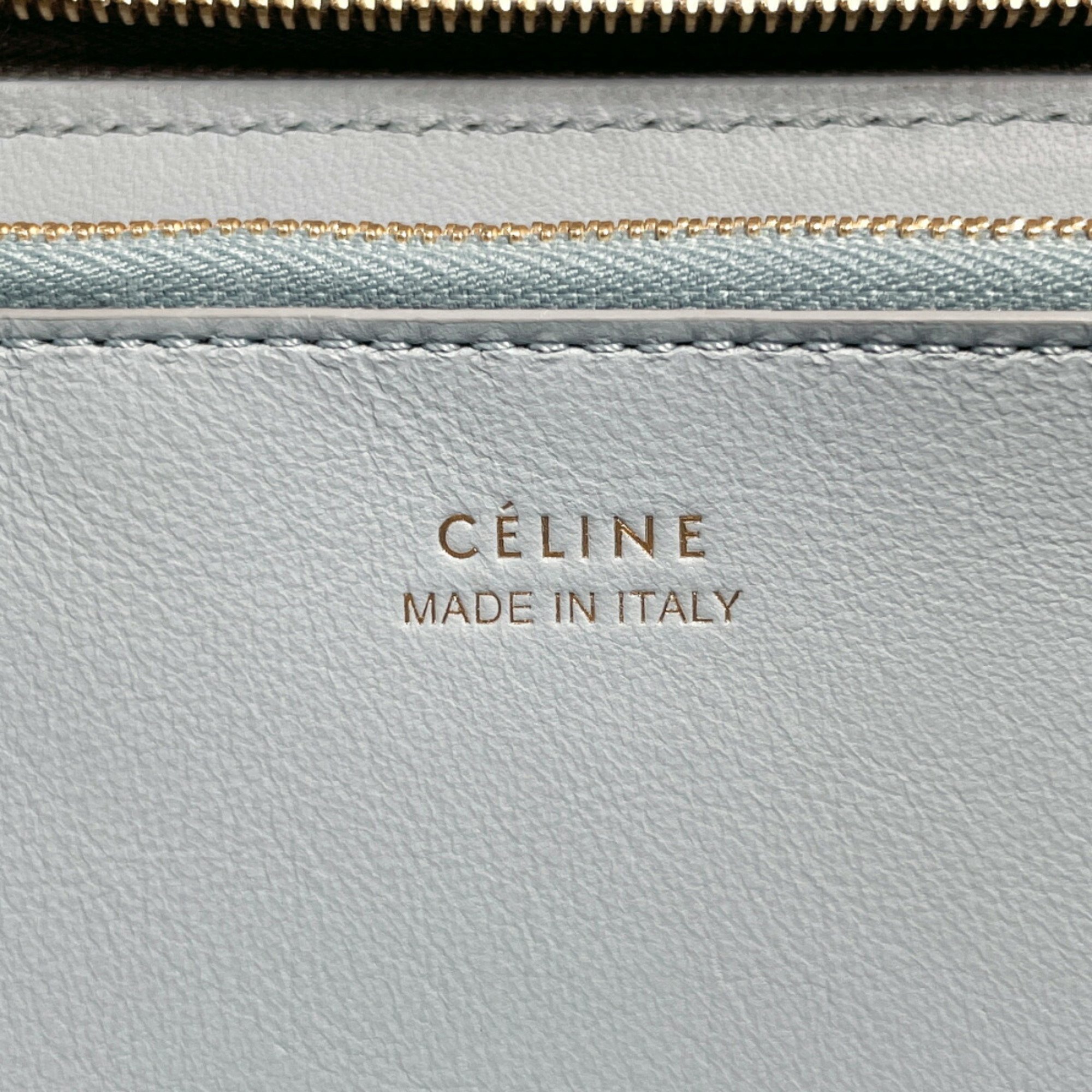 CELINE Large Zipped Multi-Function Round 105003 Long Wallet Leather Grey Women's