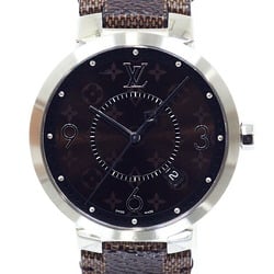 Louis Vuitton Men's Watch Tambour QA005Z Brown Dial Damier Quartz Finished