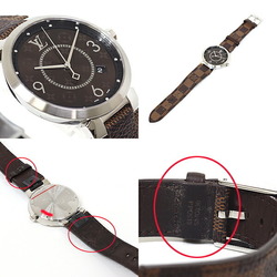 Louis Vuitton Men's Watch Tambour QA005Z Brown Dial Damier Quartz Finished