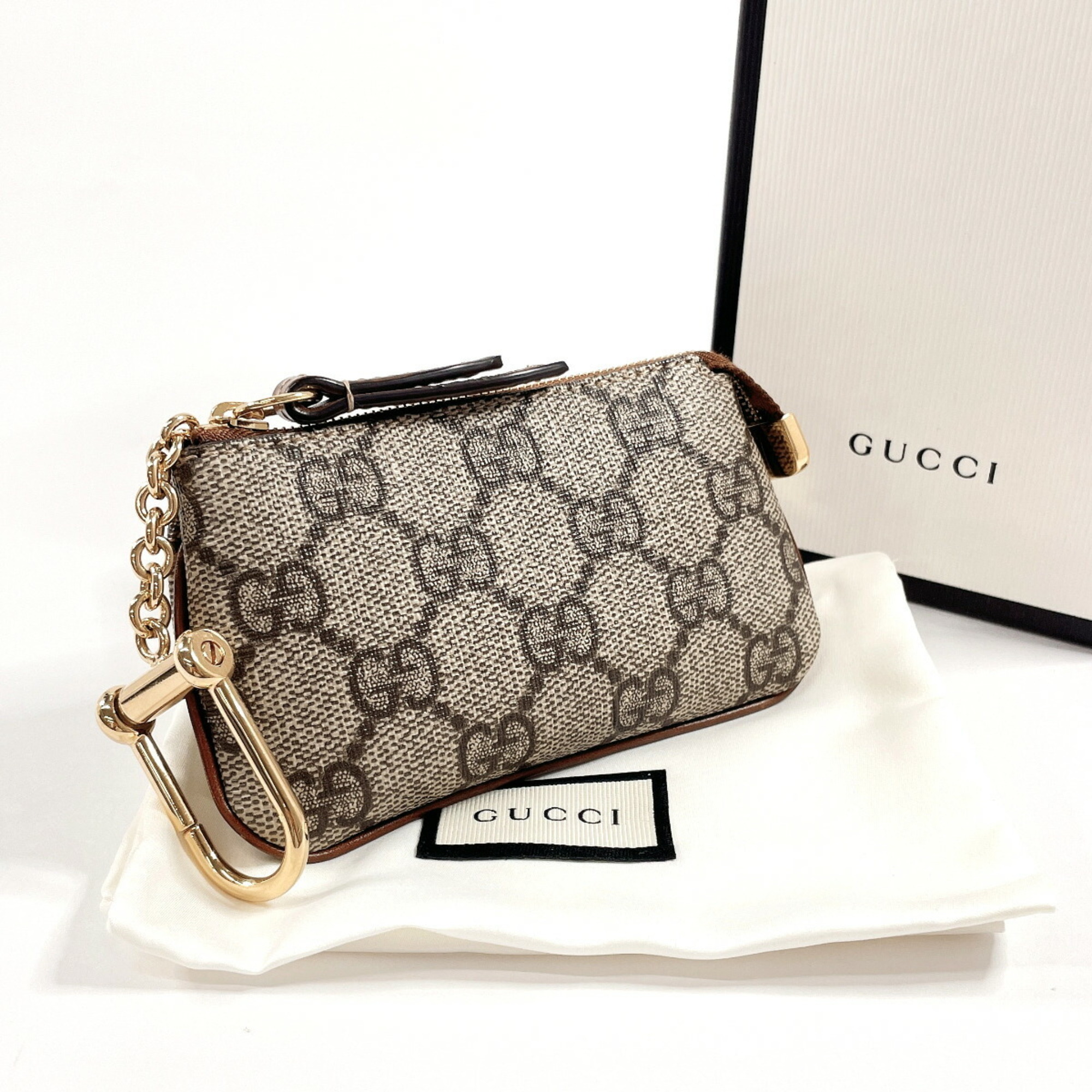 GUCCI 447964 Coin Case GG Supreme Canvas Grey Unisex