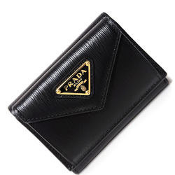 PRADA Tri-fold Wallet 1MH021 Black Leather Compact