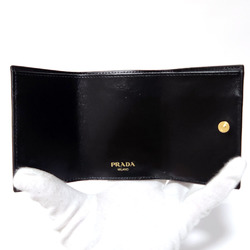 PRADA Tri-fold Wallet 1MH021 Black Leather Compact